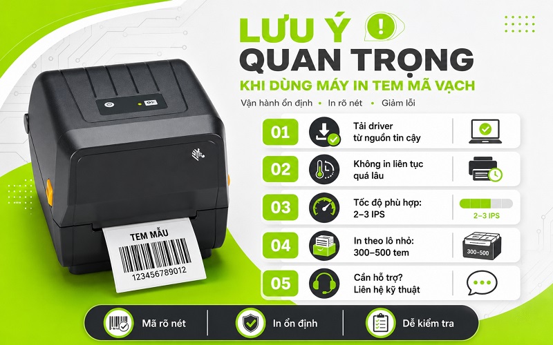 Tổng hợp lưu ý quan trọng khi sử dụng máy in tem mã vạch